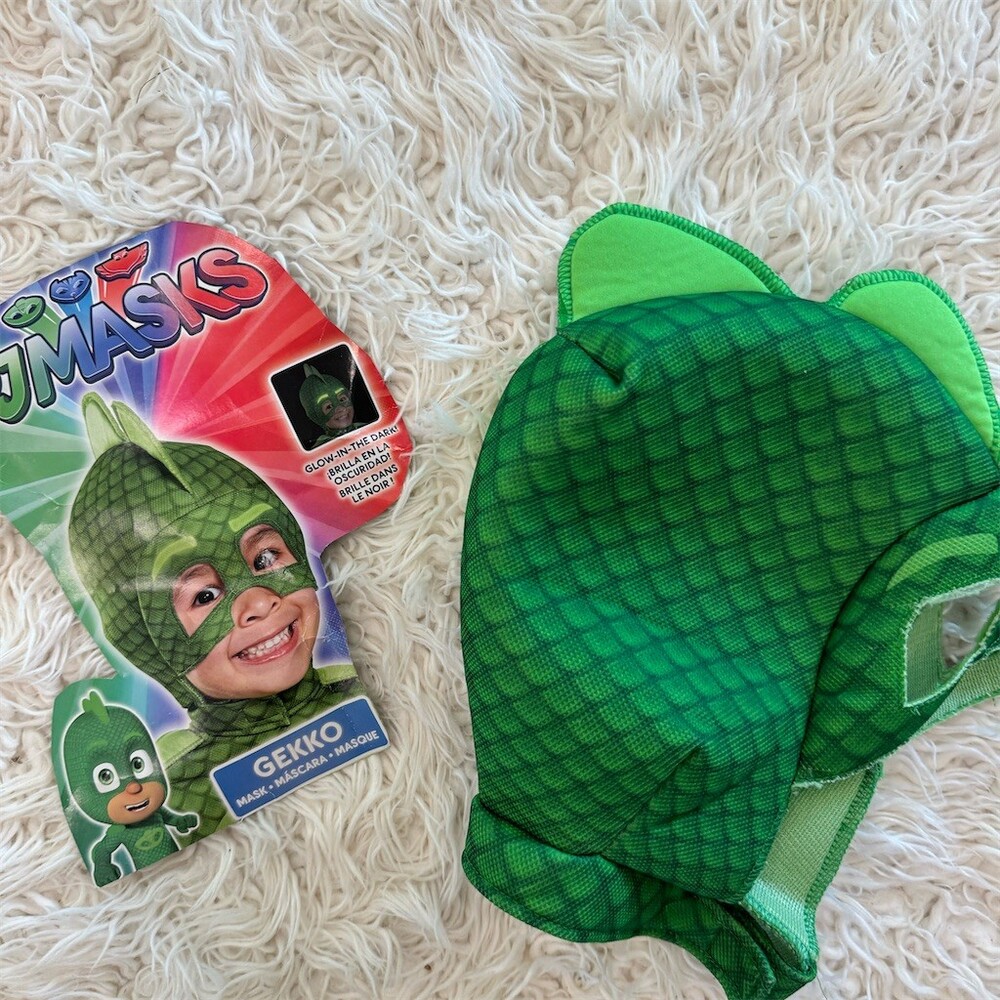 PJ Masks Gekko Glow-in-the-Dark Mask Hood Kids Green Size S Costume One Size